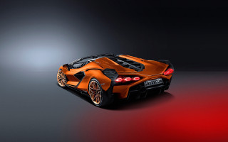 Orange sports car red light - free 3d render wallpaper