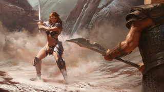 Woman bikini sword desert fantasy - fantasy concept art free wallpaper