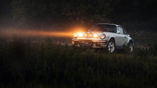 Car headlights night fog grass - headlight free wallpaper