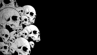 Skulls stacked black background darkness - dan hillier free wallpaper