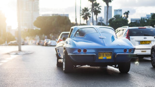 Blue car city skyline mountain - other car free wallpaper