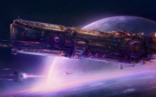 Futuristic space station over planet - a futuristic space station free wallpaper