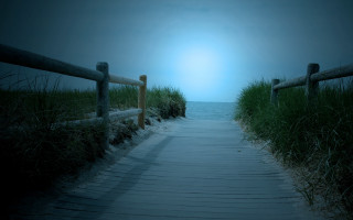 Fence path ocean grass sky - adobe lightroom free wallpaper