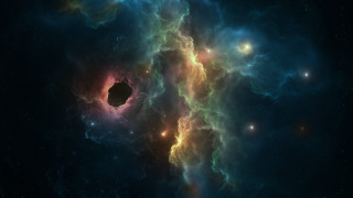 Space blackhole stars mandelbrot aurora - a space scene free wallpaper