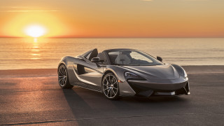 Silver sports car beach sunset 2 - a silver sports car free wallpaper