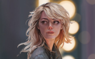 Blonde woman black shirt bokeh - charlie bowater free wallpaper