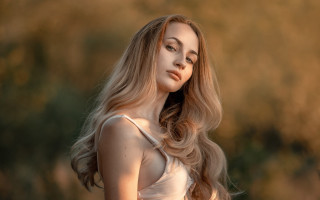 Elina karimova long hair field - a field of grass free wallpaper