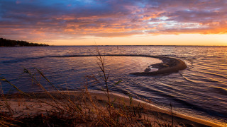 Wave shore sunset boat person - the water and a person free wallpaper