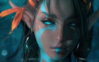 Blue eyes fish hair fantasy - charlie bowater free wallpaper