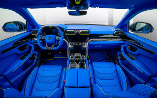 Blue car seats steering dashboard - board free wallpaper