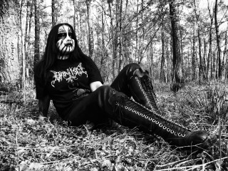 Person mask grass forest trees - dark art free wallpaper