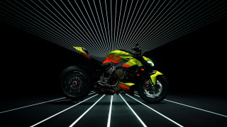 Motorcycle neon lights dark room - white line free wallpaper for desktop