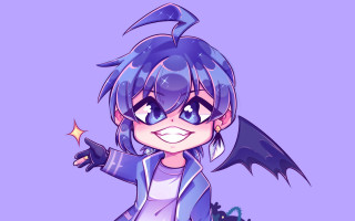 Cartoon character bat shoulder purple - lineart free wallpaper for desktop