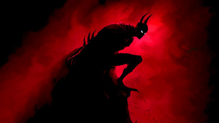 Demonic demon glowing eyes horns - his knee free wallpaper