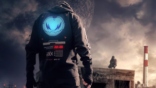 Man cyberpunk cityscape blue light - adam saks free wallpaper