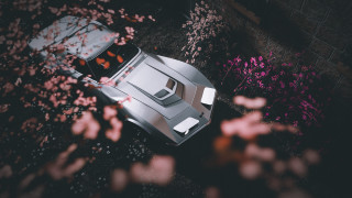Car bush cherry blossoms night - aesthetic free wallpaper