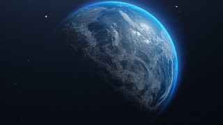 Blue planet glow stars aurora - free space wallpaper