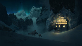 Man walking snow mountain building - andreas rocha free wallpaper