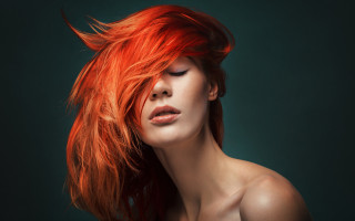 Red hair blowing wind photorealistic - dave melvin free wallpaper