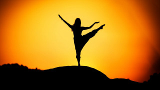 Woman outstretched arms hill sunset - top of a hill free wallpaper