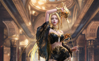 Woman costume sword gold mask - a gold chain free wallpaper