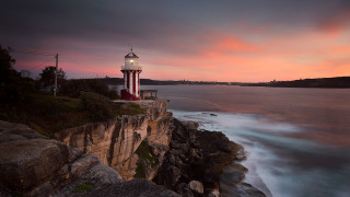 Lighthouse cliff ocean sunset pink 5 - lighthouse free wallpaper