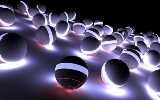 Glowing balls dark room black - a group of balls free wallpaper