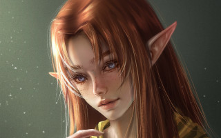 Elf redhair blueeyes banana crying - shaded free wallpaper