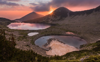 Lake mountains sunset clouds puzzle - boleslaw cybi free wallpaper for desktop