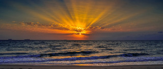 Sunset ocean boat sky crepuscular - crepuscular ray free wallpaper