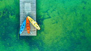 Canoes dock water summer nature - a dock in the foreground free wallpaper