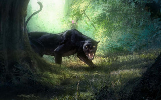 Black bear forest jungle fantasy - fantasy concept art free wallpaper