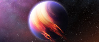 Red yellow ring planet star - the middle of its free wallpaper