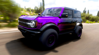 Purple truck forest sunny 3D - a forest of trees and bushes free wallpaper