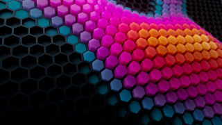 Colorful hexagons abstract 3d render - hexagonal free wallpaper for desktop