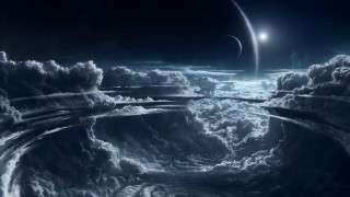 Space station clouds moon planet - a. hardy free wallpaper