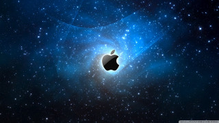 Apple logo space stars blue 3 - the middle of a space free wallpaper