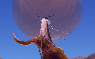 Woman balloon fantasy sky dress - artstation hq free wallpaper