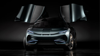 Futuristic car two doors open - the dark room free wallpaper