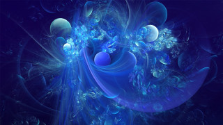 Blue abstract bubbles space art - fractal free wallpaper