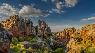 Rocky landscape trees cloudy sky - a rocky landscape free wallpaper