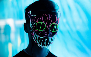 Neon mask cat face cyberpunk - cyberpunk art free wallpaper