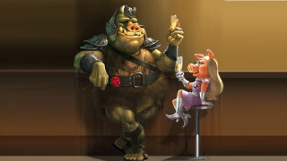 Cartoon character wine squirrel stool - a glass free wallpaper