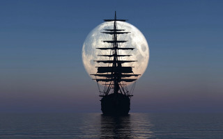 Large ship ocean full moon - a large ship free wallpaper