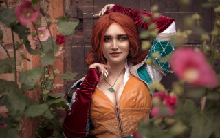 Redhair greenandwhite top garden cosplay - cosplay free wallpaper