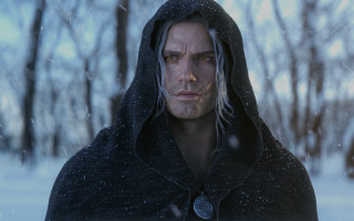 Snowman hooded man trees night - unreal engine free wallpaper for desktop