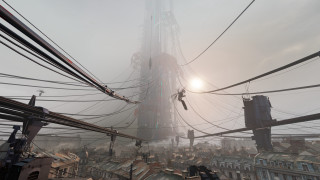 City powerlines ladder retrofuturism sky - cryengine free wallpaper for desktop