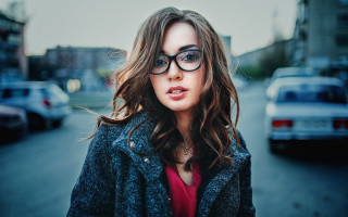 Woman glasses car street portrait - livia prima free wallpaper