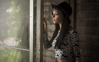 Woman hat window tree gothic - the house free wallpaper