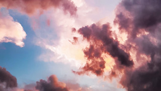Plane cloudy sky mountains ocean - colorful cloud free wallpaper